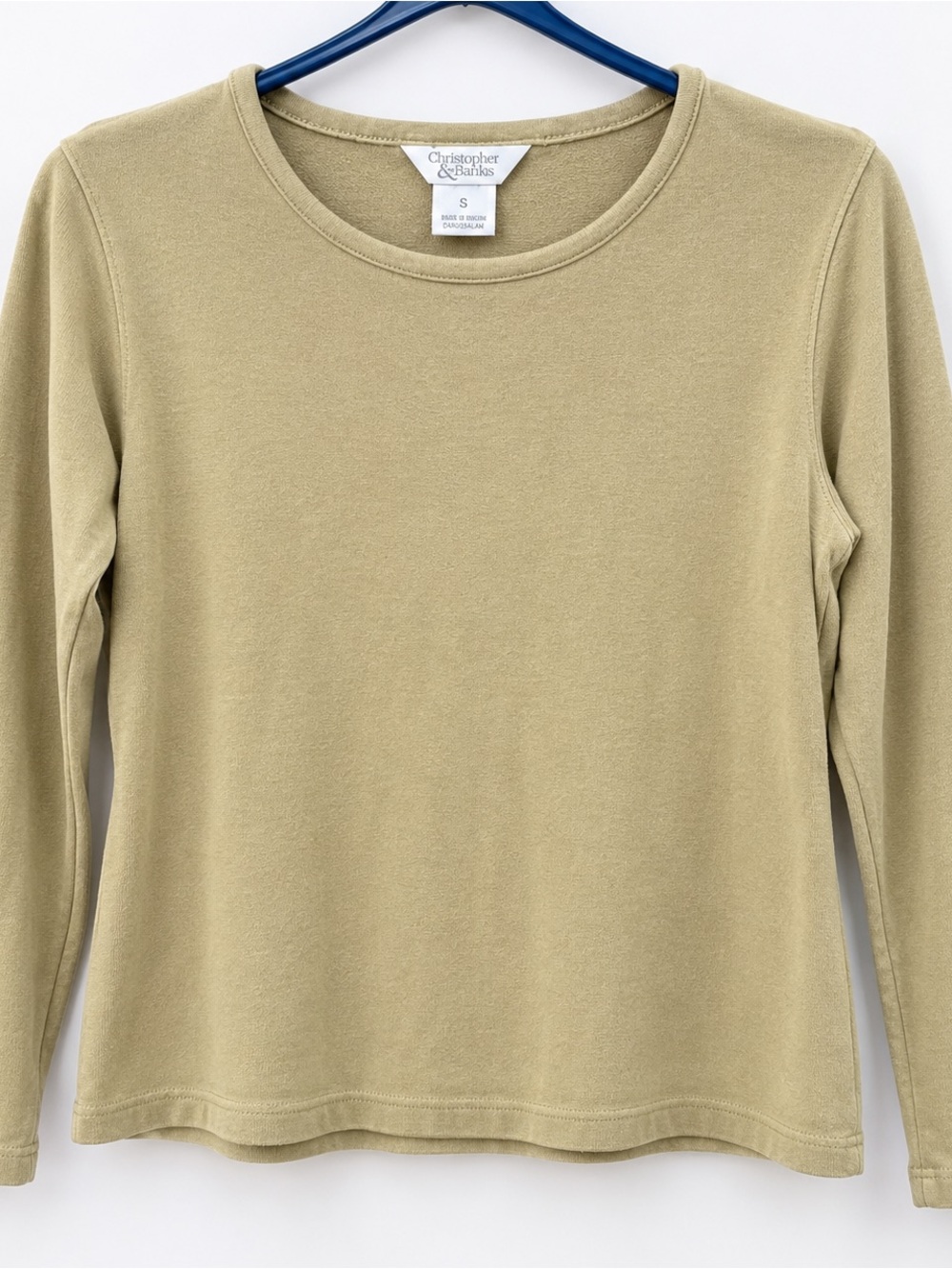 Christopher & Banks Light Olive Long Sleeve Crewneck Top